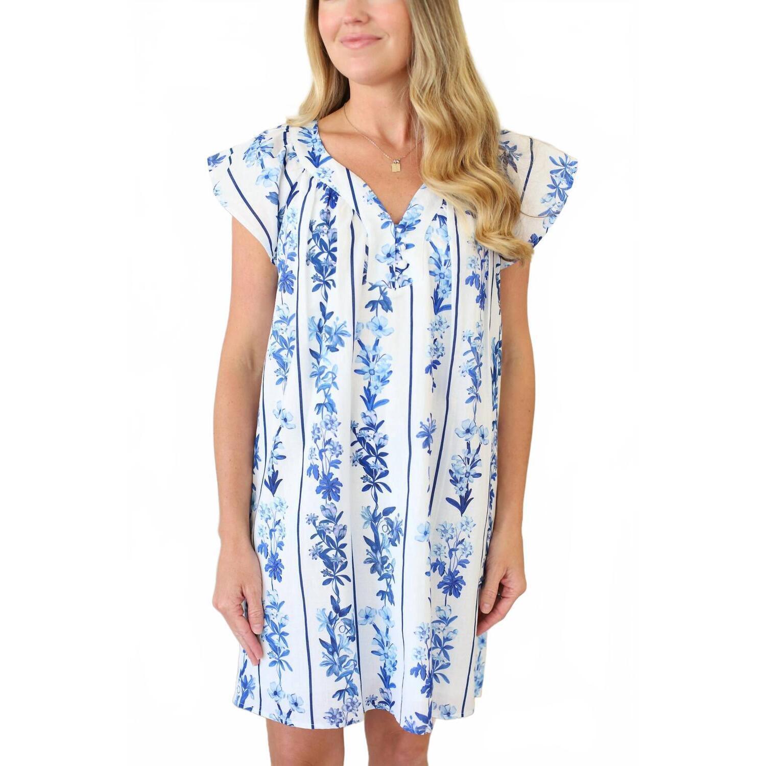 New Anna Cate Eloise Dress In Blue Floral Stripe